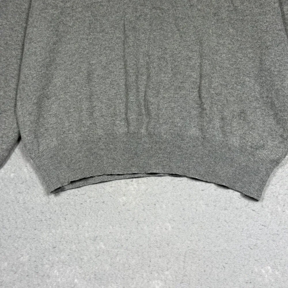 Loro Piana Sweater 54 Gray 100% Baby Cashmere V Neck Sweater Luxury Preppy